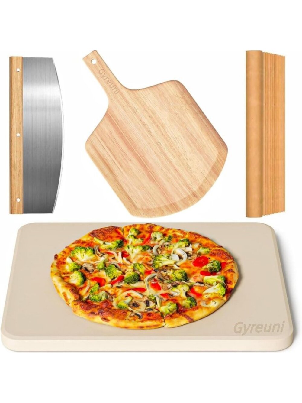 15" Pizza Stone & Peel Set for Oven and Grill - Perfect Baking Accessory